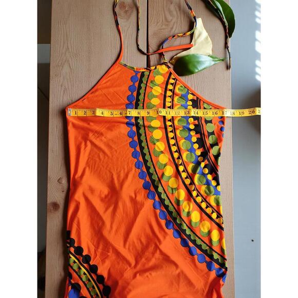 Venus Medium Size Orange Maxi Dress with Colorful Pattern - Picture 7 of 8